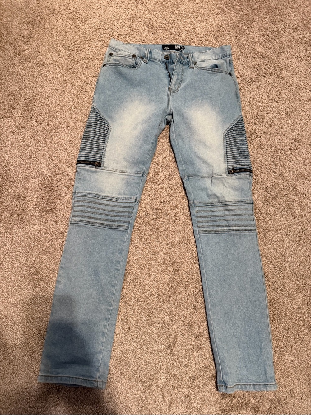 RSQ Light Wash Ribbed Knee Skinny Jeans